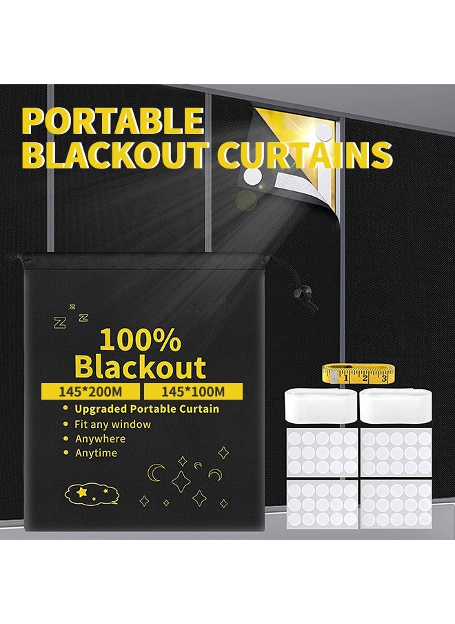 Generic - 1.45*1M Portable Blackout Curtains, 100% Blackout Material, Temporary Blackout Blinds/Curtains For Nurseries, Bedrooms, Windows, Dormitories, Offices  DIY Travel - Image 1