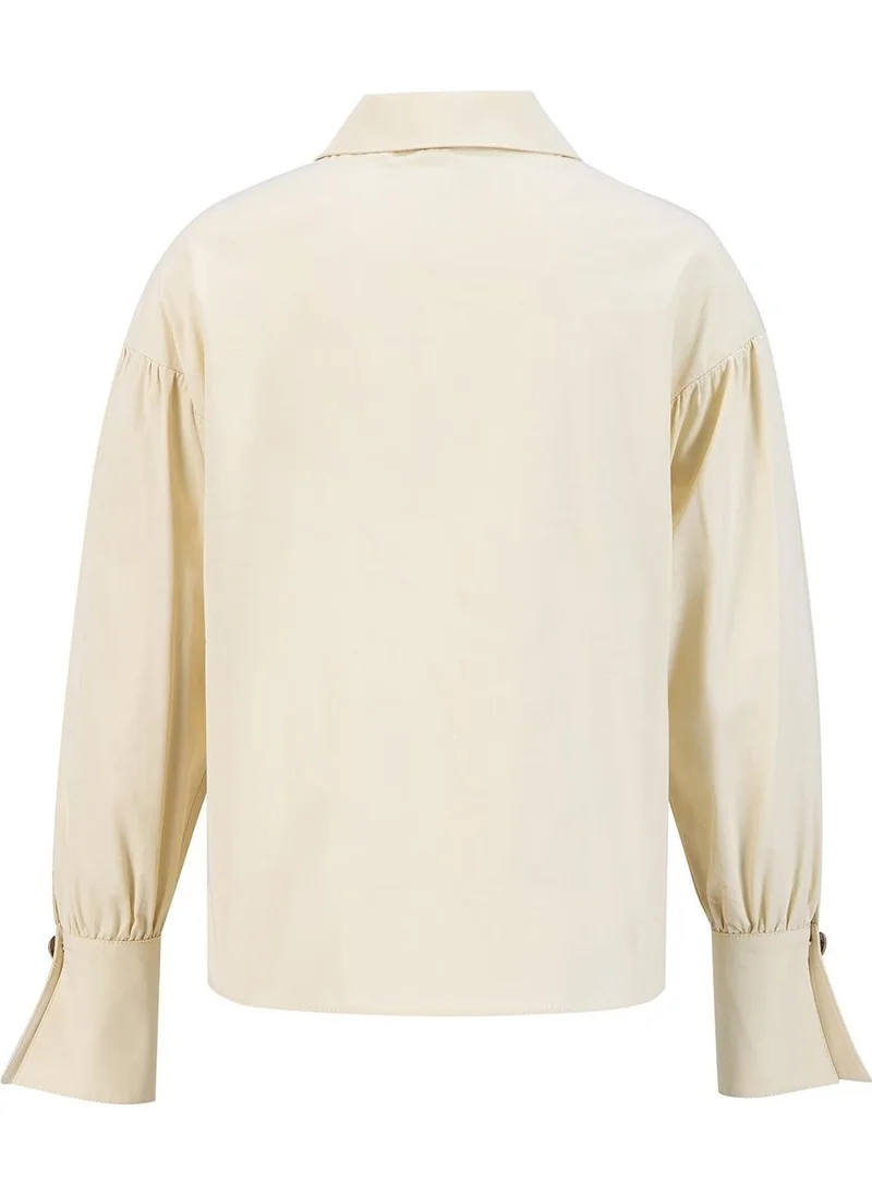ARMINE Pointed Collar Floss Linen Shirt 24K3602 Moonstone