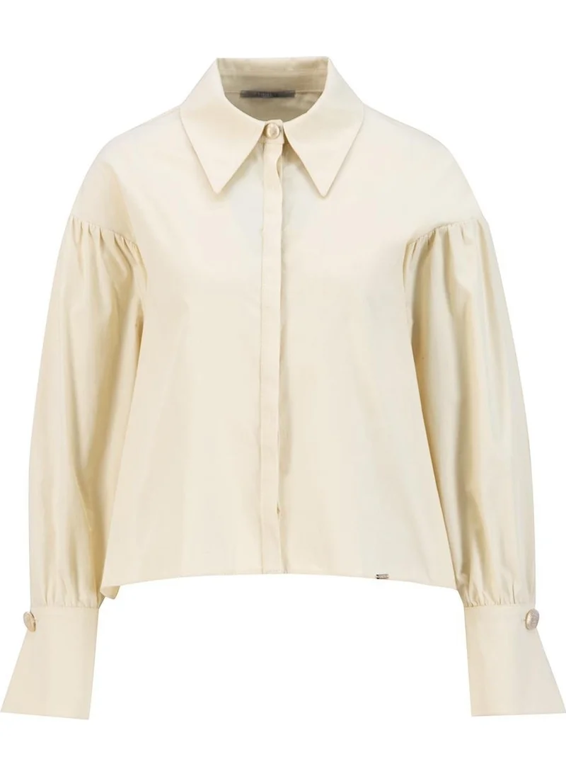 ARMINE Pointed Collar Floss Linen Shirt 24K3602 Moonstone