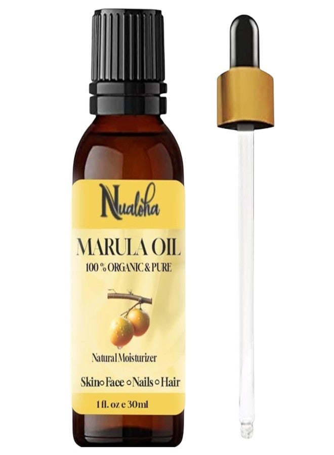 Nualoha 100% Organic & Pure Marula Oil for Skin, Face, Nails, and Hair - Cold Pressed Natural Moisturizer for Body and Scalp Care (30ml) with Glass Dropper - Image 1