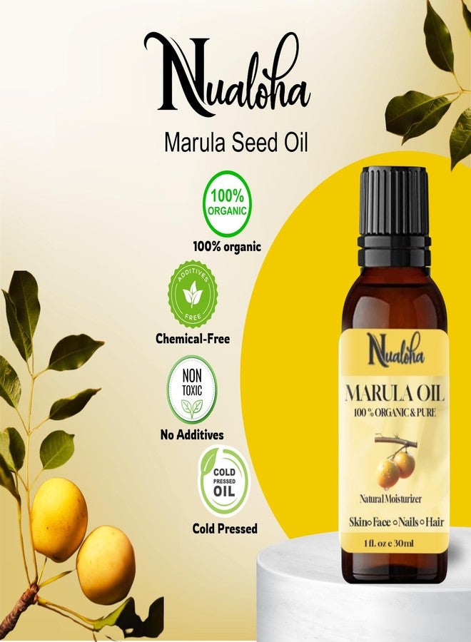 Nualoha 100% Organic & Pure Marula Oil for Skin, Face, Nails, and Hair - Cold Pressed Natural Moisturizer for Body and Scalp Care (30ml) with Glass Dropper - Image 2