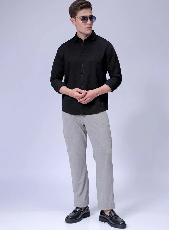 شركة المرآب الهندية Men Relaxed Fit Solid Full Sleeves Cutaway Collar Resort Wear Shirt
