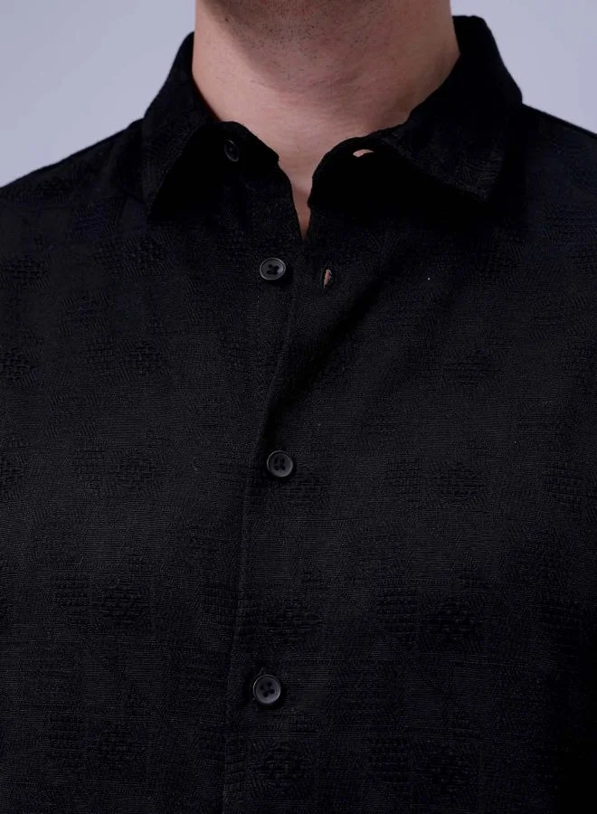 شركة المرآب الهندية Men Relaxed Fit Solid Full Sleeves Cutaway Collar Resort Wear Shirt