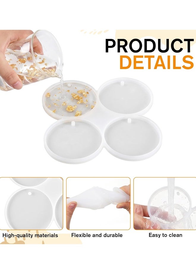 4 غرف 3 بوصة مستديرة السيليكون الراتنج كوب وسادة قوالب مع ثقب DIY وسادة كأس الحرف - Image 3