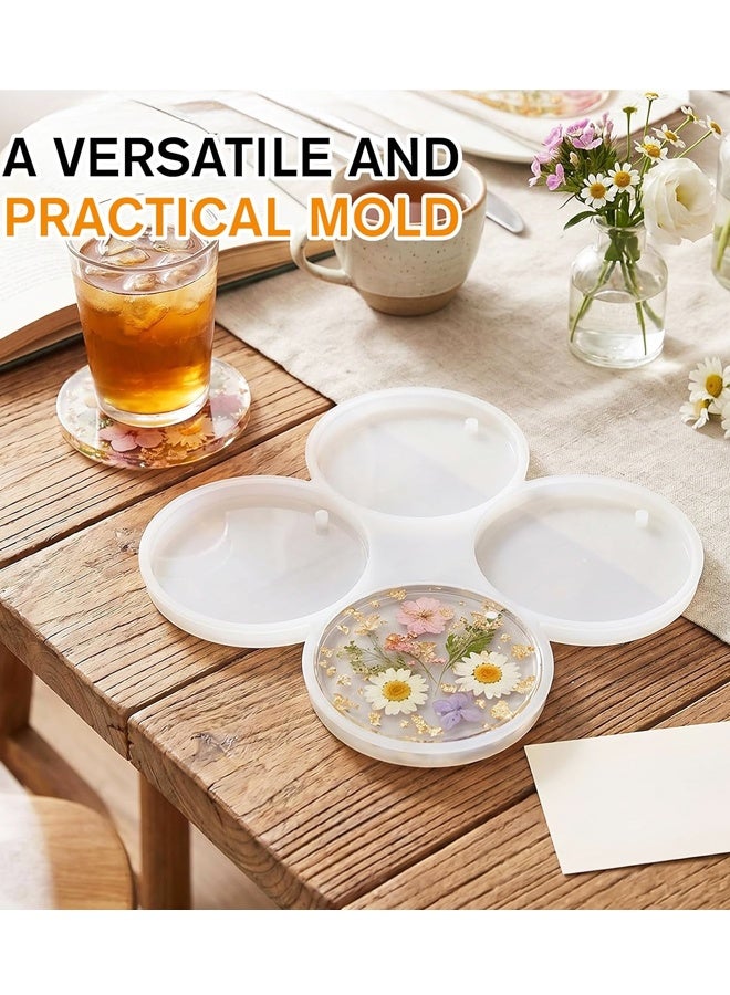 4 غرف 3 بوصة مستديرة السيليكون الراتنج كوب وسادة قوالب مع ثقب DIY وسادة كأس الحرف - Image 5
