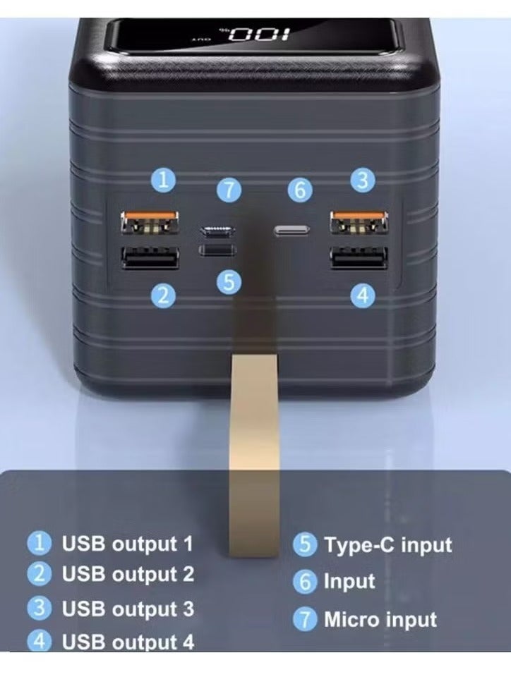 TIGER Portable Power Bank 70,000mAh External Battery Charger with Built-In Cable, Dual Output Fast Charging for Smartphones, Tablets, Laptops & USB Devices, LED Display, Compact Design for Travel and Emergency Use - Image 3