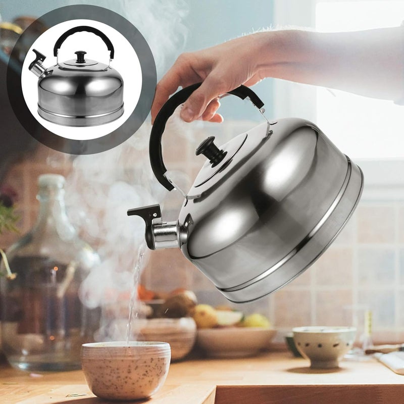 woobles 5L Stove Top Whistling Tea Kettle with Heat- Proof Handle Stainless Steel Whistle Tea Pot Teapot Large Capacity Hot Water Kettle 22.5X22.5X21CM Silver - Image 4