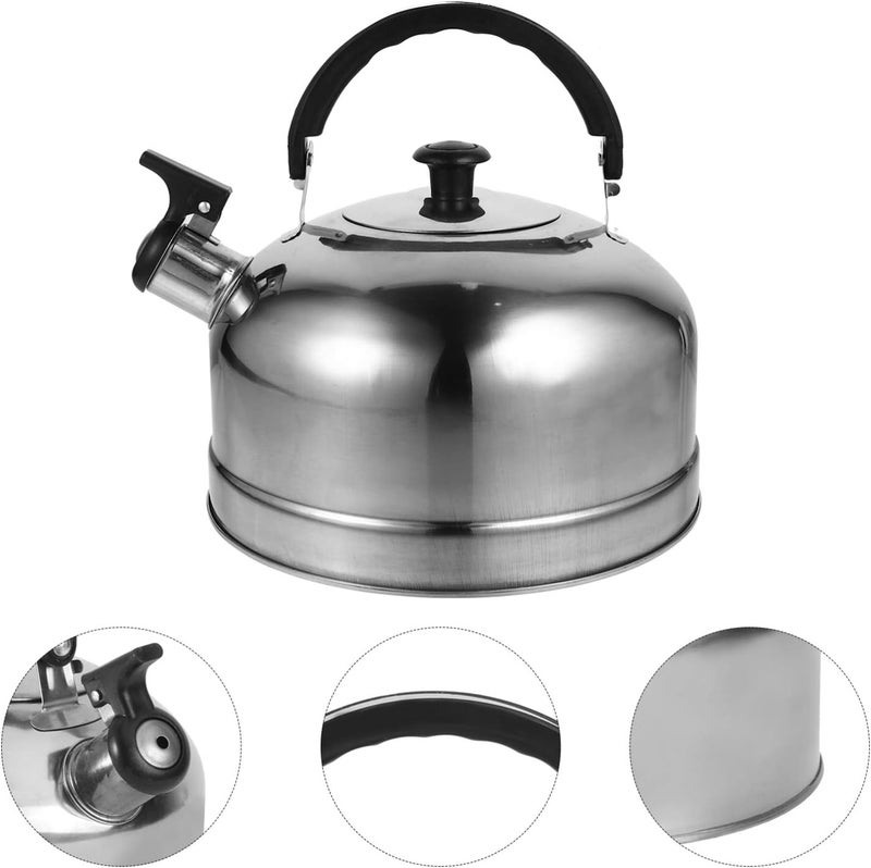 woobles 5L Stove Top Whistling Tea Kettle with Heat- Proof Handle Stainless Steel Whistle Tea Pot Teapot Large Capacity Hot Water Kettle 22.5X22.5X21CM Silver - Image 3