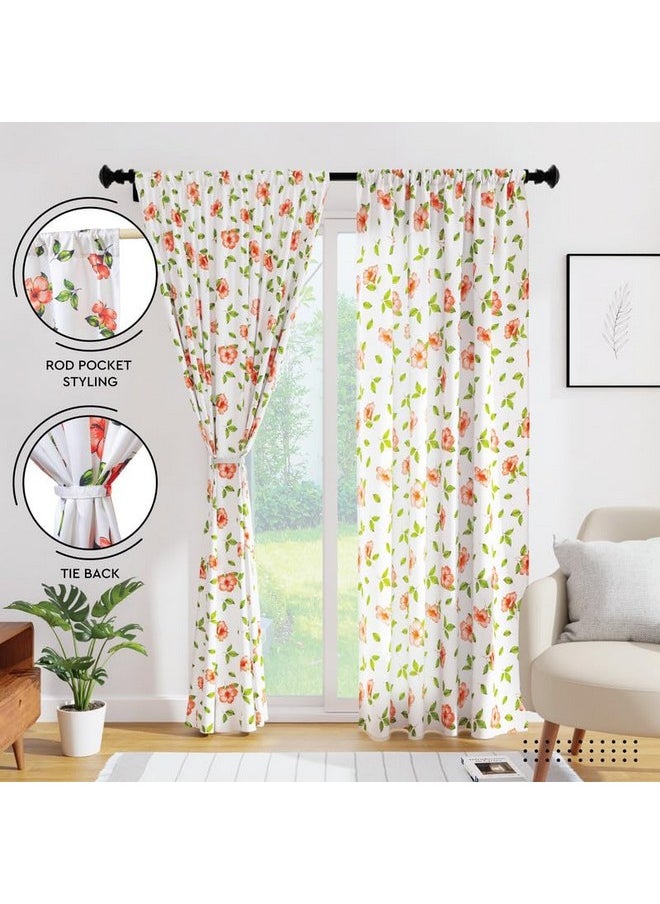 Encasa XO Window Curtain 9 ft Set of 2, Polyester Printed with Rod Pocket, Tie Back, Light-Filtering, Semi Sheer/Transparent Curtains- Kitchen, Bedroom, Living Room (140x274 cm), Hibiscus - pzsku/Z7FC6949D26D45730942DZ/45/_/1737721213/cd5a1199-4d2d-4c8b-8ab1-20278694a122