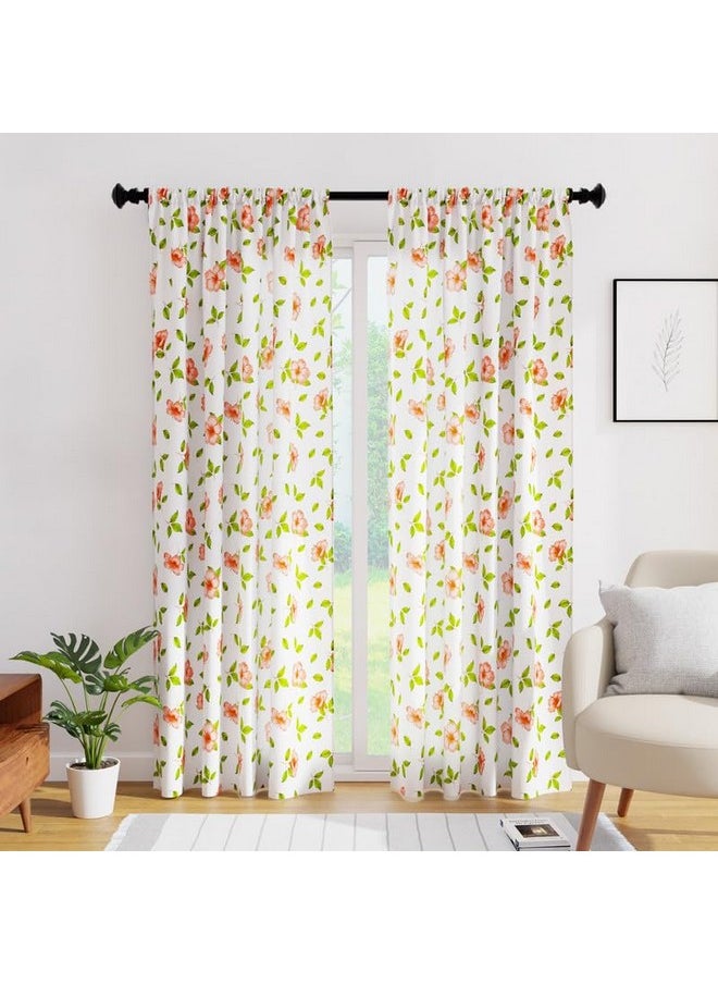 Encasa XO Window Curtain 9 ft Set of 2, Polyester Printed with Rod Pocket, Tie Back, Light-Filtering, Semi Sheer/Transparent Curtains- Kitchen, Bedroom, Living Room (140x274 cm), Hibiscus - pzsku/Z7FC6949D26D45730942DZ/45/_/1737721224/da83d62d-824b-4aae-8976-a2422d466f29