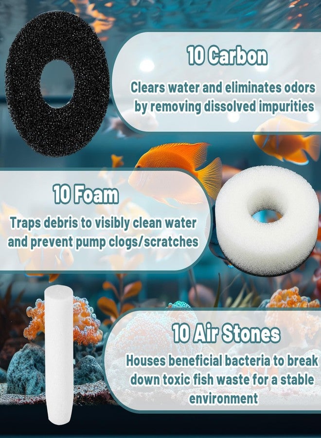 Novabright 32 Pack Filter Replacement Kit Compatible with BiOrb Aquariums Filter Cartridge Accessories10 Carbon Rings 10 Regular Foam 10 Air Stone 2 Cleaner Pad - Image 4