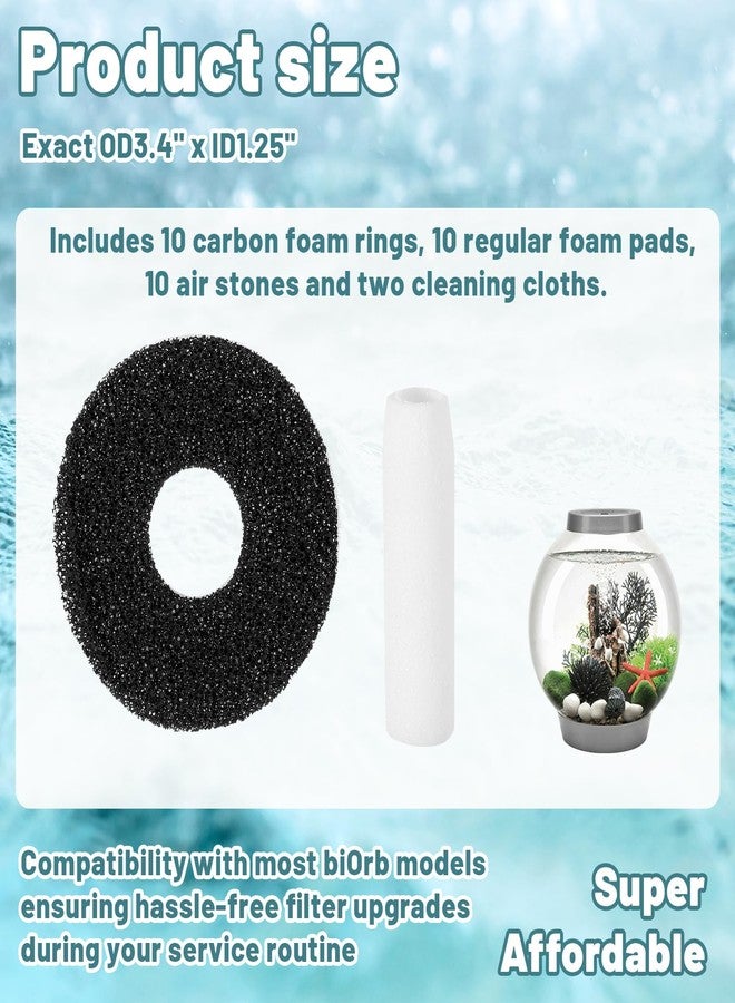 Novabright 32 Pack Filter Replacement Kit Compatible with BiOrb Aquariums Filter Cartridge Accessories10 Carbon Rings 10 Regular Foam 10 Air Stone 2 Cleaner Pad - Image 3