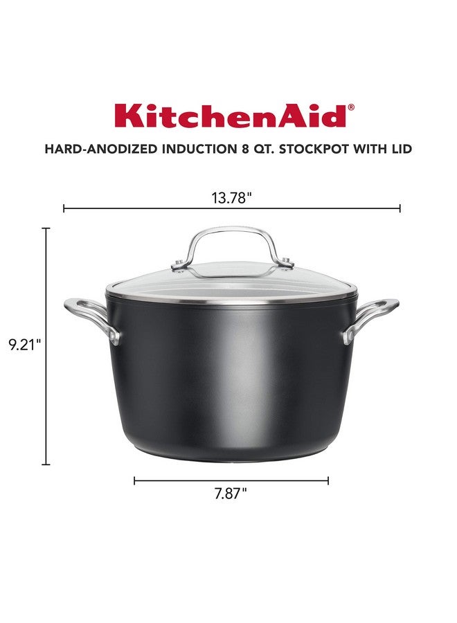 KitchenAid Hard Anodized Induction Nonstick Stock Pot/Stockpot with Lid, 8 Quart, Matte Black - Image 2