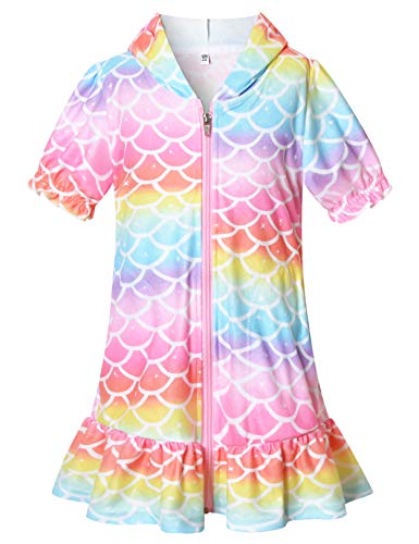 CHILDRENSTAR Cover Up for Girls Mermaid Swimsuit Coverups Terry Hooded Beach Clothes,4t 5t - Image 1