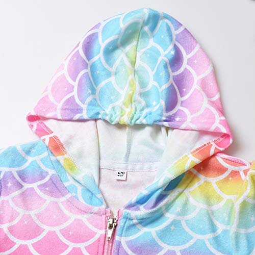 CHILDRENSTAR Cover Up for Girls Mermaid Swimsuit Coverups Terry Hooded Beach Clothes,4t 5t - Image 3