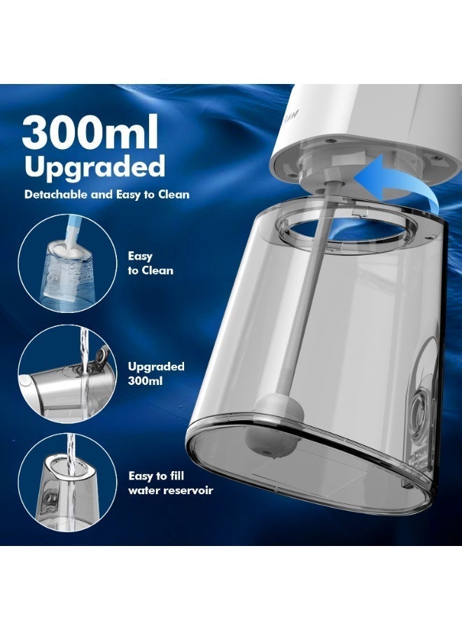 WAFLOO Water Flosser for Teeth Cordless: 4 Jet Tips 4 Modes Oral Irrigator Portable, 300ML Tank USB Rechargeable IPX7 Waterproof Water Flossing for Adults Teeth Cleaning Home and Travel, White - Image 4