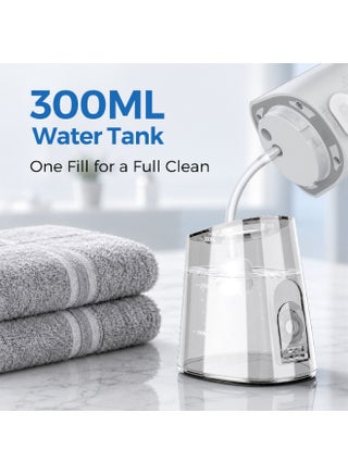 Water Flosser for Teeth Cordless: 4 Jet Tips 4 Modes Oral Irrigator Portable, 300ML Tank USB Rechargeable IPX7 Waterproof Water Flossing for Adults Teeth Cleaning Home and Travel, White - view 4