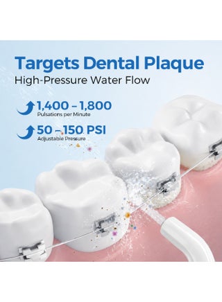Water Flosser for Teeth Cordless: 4 Jet Tips 4 Modes Oral Irrigator Portable, 300ML Tank USB Rechargeable IPX7 Waterproof Water Flossing for Adults Teeth Cleaning Home and Travel, White - view 5