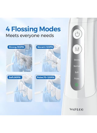 Water Flosser for Teeth Cordless: 4 Jet Tips 4 Modes Oral Irrigator Portable, 300ML Tank USB Rechargeable IPX7 Waterproof Water Flossing for Adults Teeth Cleaning Home and Travel, White - view 2