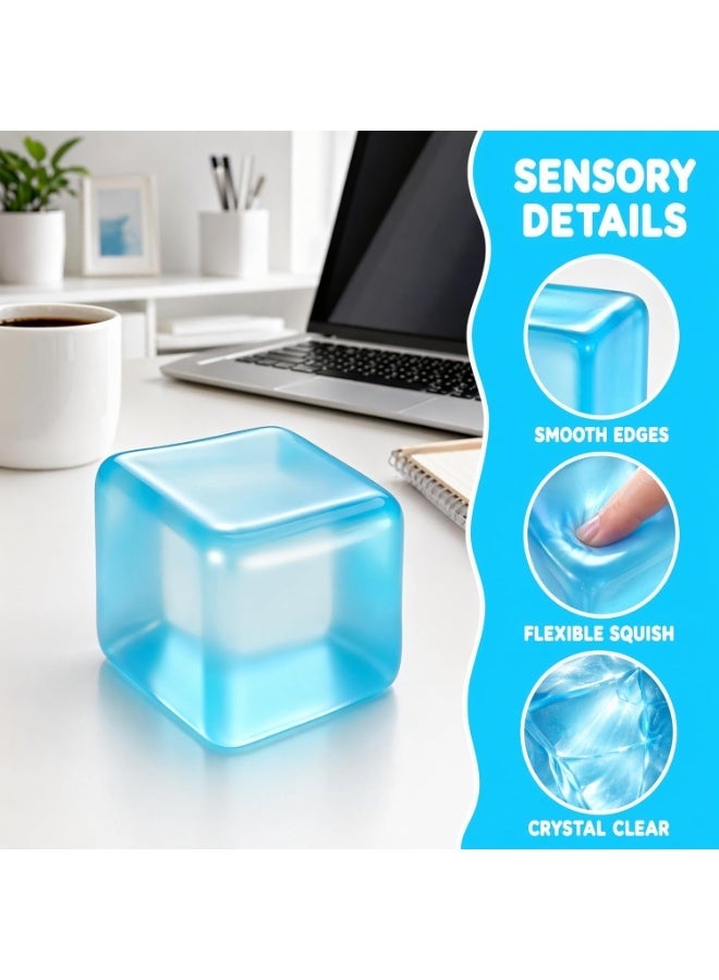 BlueFire Blue Solid Squish Sensory Cube Toy for Kids & Adults – 2 Inch | Soft Squishy Stress Relief Fidget Cube | Soft Squeeze Sensory Play Cube | Tactile Hand Exercise Toy for Focus, Anxiety Relief and Relaxation - Image 3