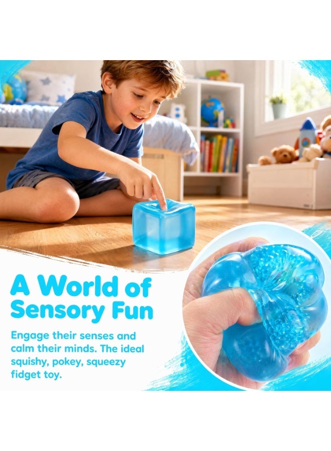 BlueFire Blue Solid Squish Sensory Cube Toy for Kids & Adults – 2 Inch | Soft Squishy Stress Relief Fidget Cube | Soft Squeeze Sensory Play Cube | Tactile Hand Exercise Toy for Focus, Anxiety Relief and Relaxation - Image 4