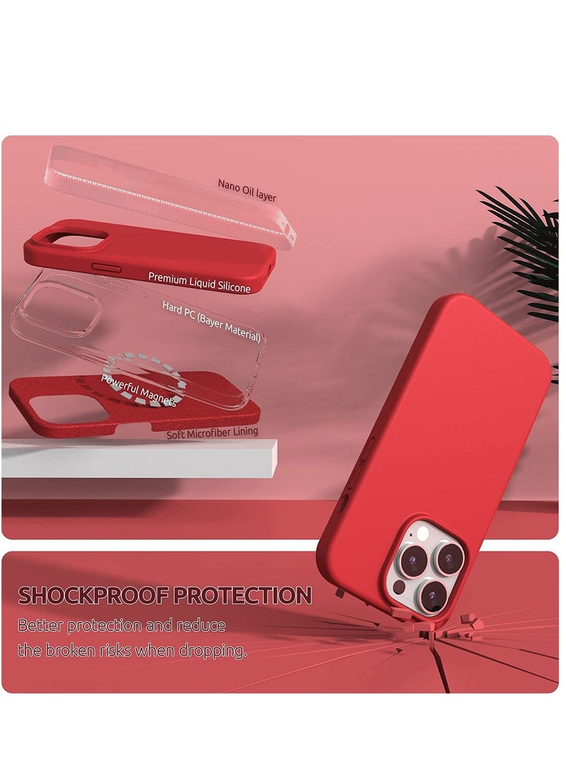 Raxoom (4 in 1 Designed for iPhone 14 Pro Max Case Compatible with MagSafe (6.7 inch, 2022), with 2 Pack Screen Protector + Camera Cover, Liquid Silicone Phone Case (Red) - Image 5