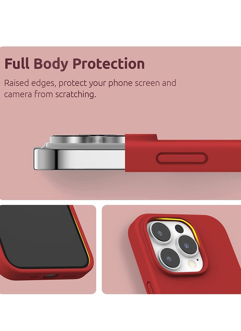 Raxoom (4 in 1 Designed for iPhone 14 Pro Max Case Compatible with MagSafe (6.7 inch, 2022), with 2 Pack Screen Protector + Camera Cover, Liquid Silicone Phone Case (Red) - Image 3