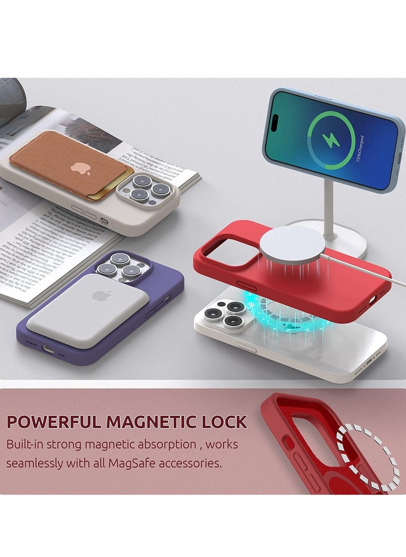 Raxoom (4 in 1 Designed for iPhone 14 Pro Max Case Compatible with MagSafe (6.7 inch, 2022), with 2 Pack Screen Protector + Camera Cover, Liquid Silicone Phone Case (Red) - Image 4