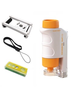 Excefore 80X-160X LED Lighted Pocket Microscope, Portable Mini Microscope, Handheld Miniscope,  for Microbiological Observation Home Study Educational Supplies, with Sliders Kit for Kids (Orange)  - Image 1