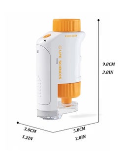 Excefore 80X-160X LED Lighted Pocket Microscope, Portable Mini Microscope, Handheld Miniscope,  for Microbiological Observation Home Study Educational Supplies, with Sliders Kit for Kids (Orange)  - Image 2