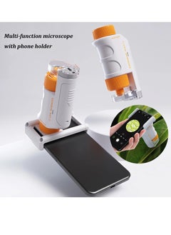 Excefore 80X-160X LED Lighted Pocket Microscope, Portable Mini Microscope, Handheld Miniscope,  for Microbiological Observation Home Study Educational Supplies, with Sliders Kit for Kids (Orange)  - Image 3