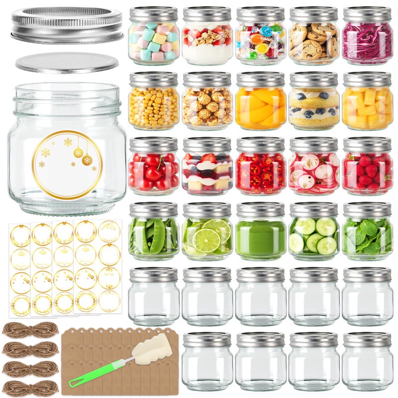 STARSIDE 8 oz Glass Mason Jars with Airtight Lids and Bands,30 Pack with Labels &Tags, Half Pint Canning Jars for Honey, Jam, Candies, Jelly, Spice, DIY Crafts & Wedding Favors - Image 1