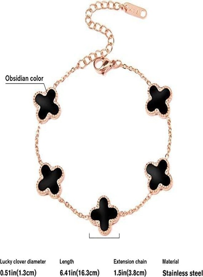 JWELLA Gold Plated Black Clover Wrist Bracelet for Women | Hand Band for Girls | Fancy & Stylish Womens Accessories Bracelets for Woman, Girlfriend & Wife - Image 3