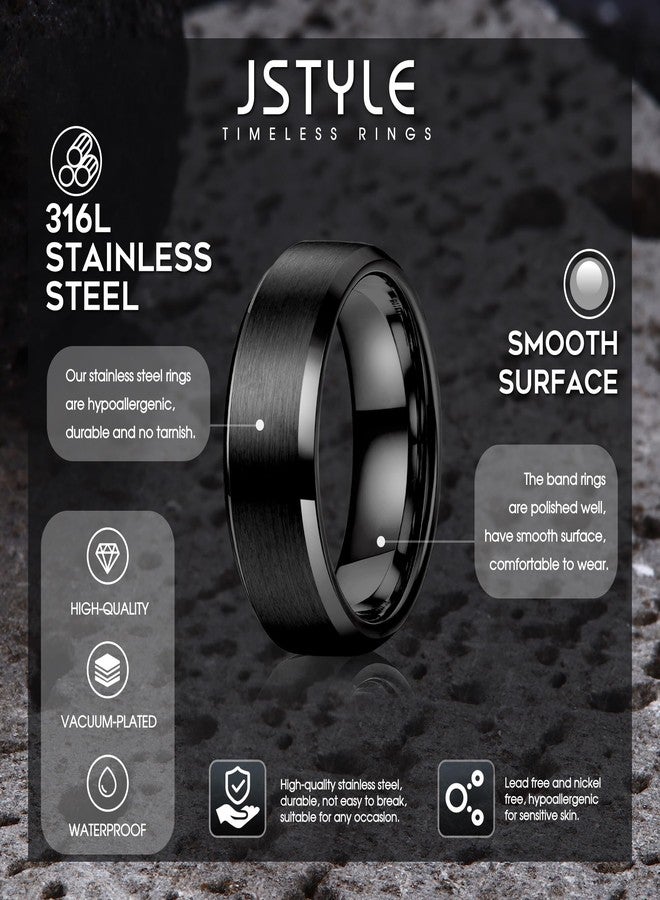 Jstyle Stainless Steel Rings for Men Women 8MM Wedding Band Rings Matte Surface - Beveled Polished Edge Mens Ring Size 6-14, 7.5, Metal, No Gemstone - Image 2