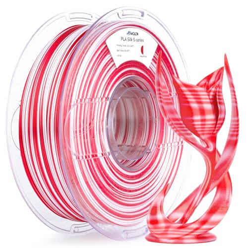 AMOLEN Silk PLA 3D Printer Filament, Shiny Multicolor Christmas Rainbow PLA Filament 1.75mm, Fast Color Change PLA 3D Printing Filament for Most FDM 3D Printer, Red White, 1kg (2.2lbs) - Image 1