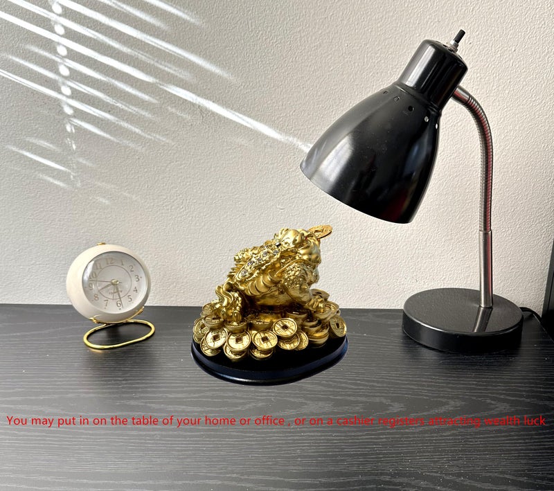 Betterdecor Feng Shui Gold Money Frog Three Legged Wealth Toad Chan Chu Statue Home Office Deocration for Housewarming Congratulation Holiday-3.5" H - Image 3