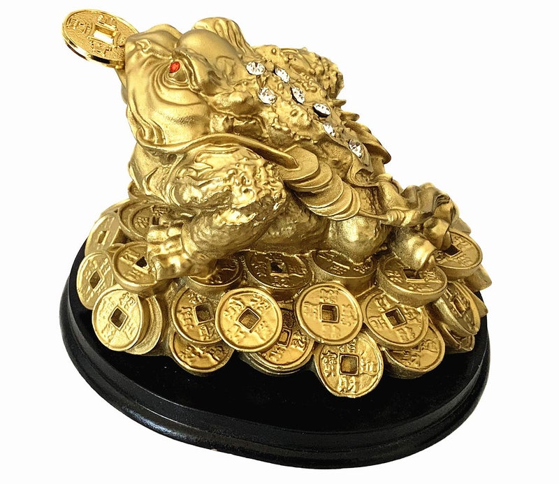 Betterdecor Feng Shui Gold Money Frog Three Legged Wealth Toad Chan Chu Statue Home Office Deocration for Housewarming Congratulation Holiday-3.5" H - Image 2