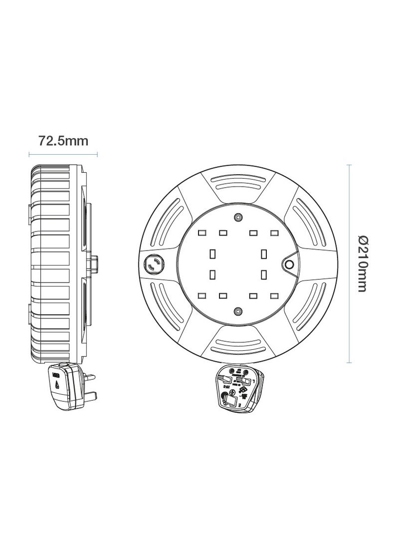 MASTERPLUG - Masterplug MCT1010/4BL-MP Four Socket Cassette Reel Extension Lead, 10 Metres, Blue - Image 1