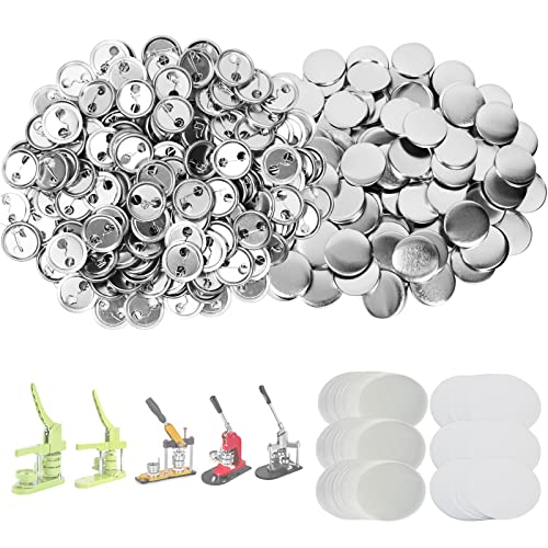Mostme 300 Sets 1 inch Button Maker Supplies, 25mm Button Supplies Parts Badge Part, Buttons Making Supplies, Includes Metal Pin Back Cover, Metal Shells, Blank Paper&Clear Film - Image 1