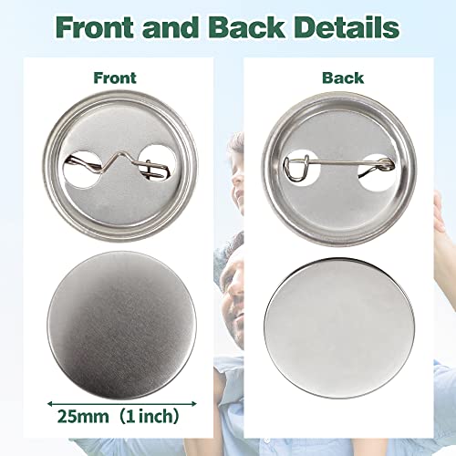 Mostme 300 Sets 1 inch Button Maker Supplies, 25mm Button Supplies Parts Badge Part, Buttons Making Supplies, Includes Metal Pin Back Cover, Metal Shells, Blank Paper&Clear Film - Image 3