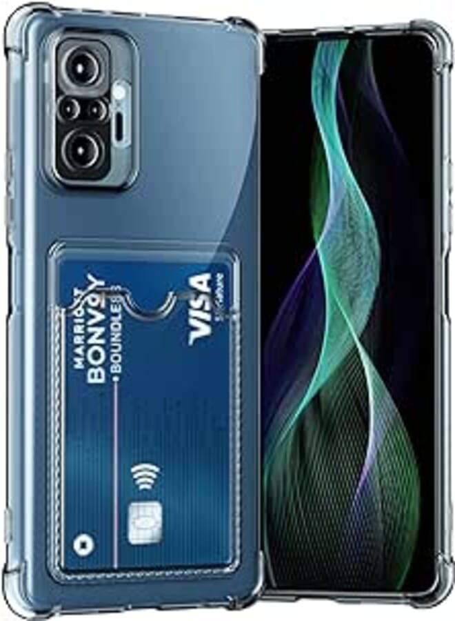 Redmi Note 10 Pro Case, Premium Slim Shockproof Protective Case Cover with Card Holder and Camera Protection for Redmi Note 10 Pro, Clear by Grabby (Redmi note 10 Pro 4G)