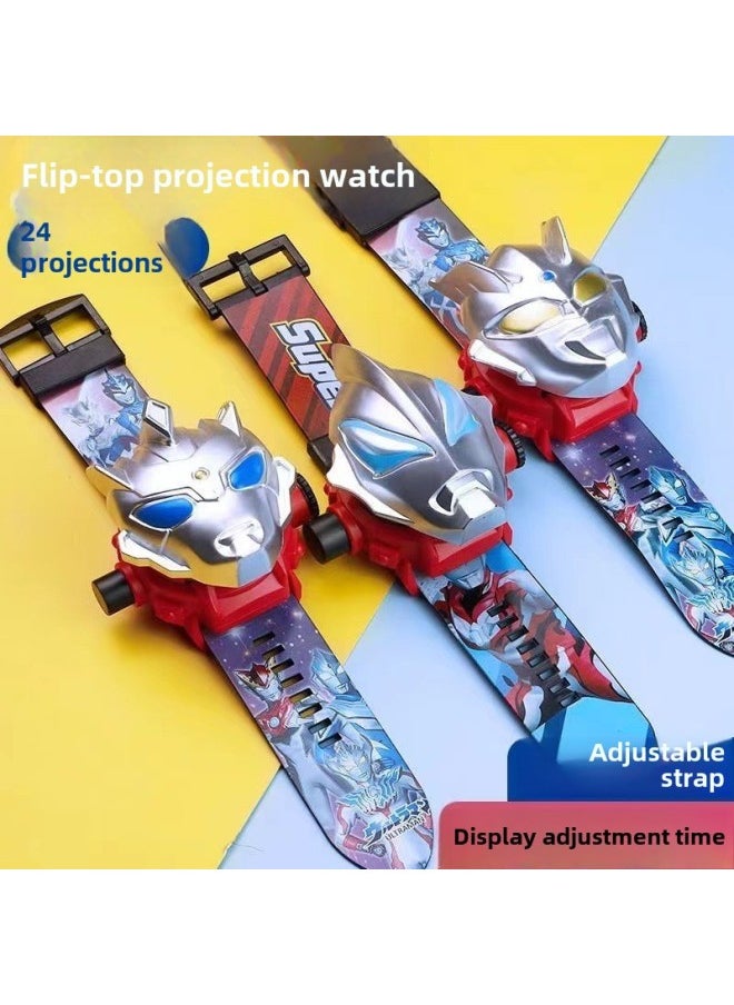 Generic - [3 Days Hot 1137 Pieces] 2025 Ultraman Children's Watch Jedsero Cartoon Projection Electric-Color:2025 Model/ultraman Dark/26 Projections + Flip Cover-Specification:[leading Edition] 10 Watch Batteries - Image 1
