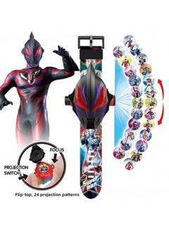 [3 Days Hot 1137 Pieces] 2025 Ultraman Children's Watch Jedsero Cartoon Projection Electric-Color:2025 Model/ultraman Dark/26 Projections + Flip Cover-Specification:[leading Edition] 10 Watch Batteries