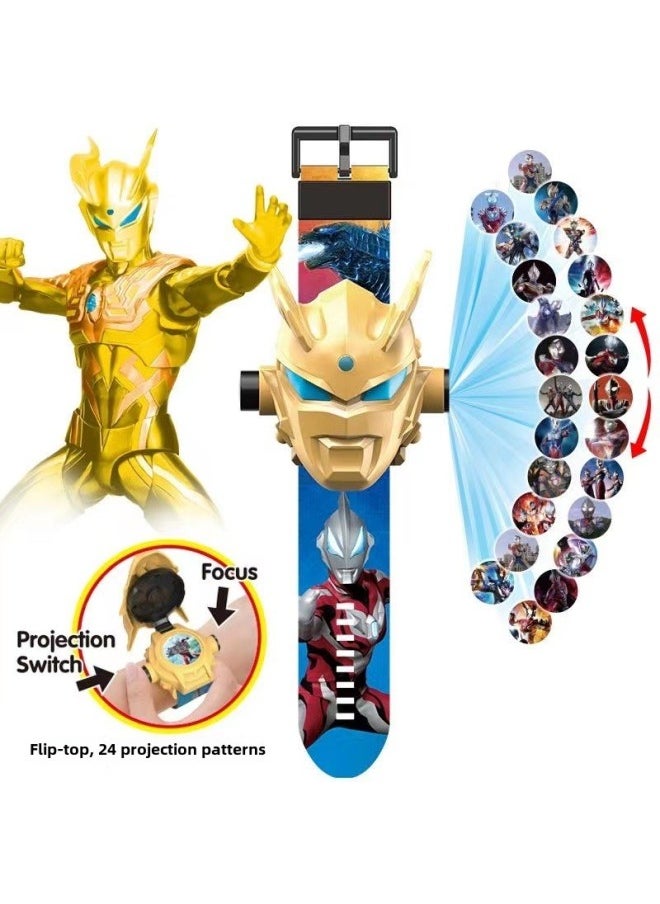 Generic - [3 Days Hot 1137 Pieces] 2025 Ultraman Children's Watch Jedsero Cartoon Projection Electric-Color:2025 Model/ultraman Dark/26 Projections + Flip Cover-Specification:[leading Edition] 10 Watch Batteries - Image 1