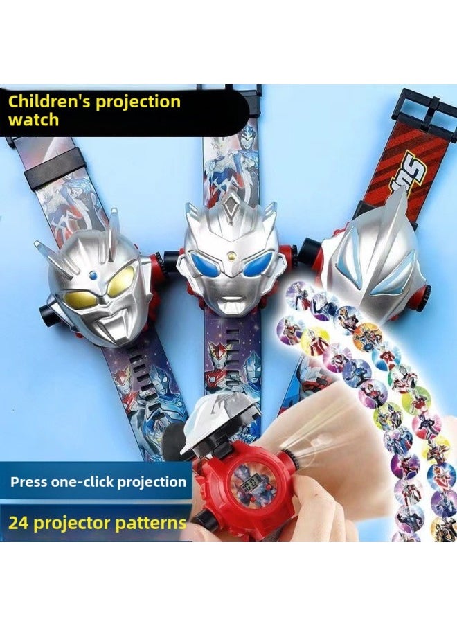 Generic - [3 Days Hot 1137 Pieces] 2025 Ultraman Children's Watch Jedsero Cartoon Projection Electric-Color:2025 Model/ultraman Dark/26 Projections + Flip Cover-Specification:[leading Edition] 10 Watch Batteries - Image 1
