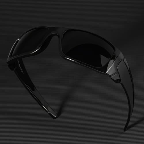 MAXJULI XL Z87 Wrap Around Sunglasses for Big Wide Heads Men TR90 Ultralight UV400 Protection Safety Glasses Z8236 (Black/Super Dark) - Image 5