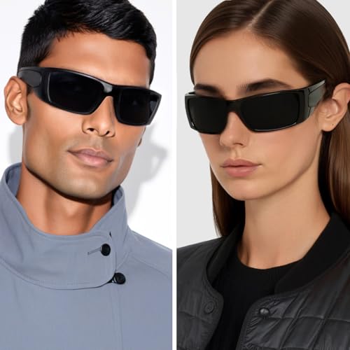 MAXJULI XL Z87 Wrap Around Sunglasses for Big Wide Heads Men TR90 Ultralight UV400 Protection Safety Glasses Z8236 (Black/Super Dark) - Image 2