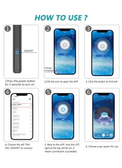 EHOME Ear Wax Removal, Wi-Fi Visible Wax Elimination Spoon with 4 Soft Silicone Ear Scoops, Wireless Ear Endoscope 1296P HD with LED Light for iPhone, iPad, Android Phones  - Image 3