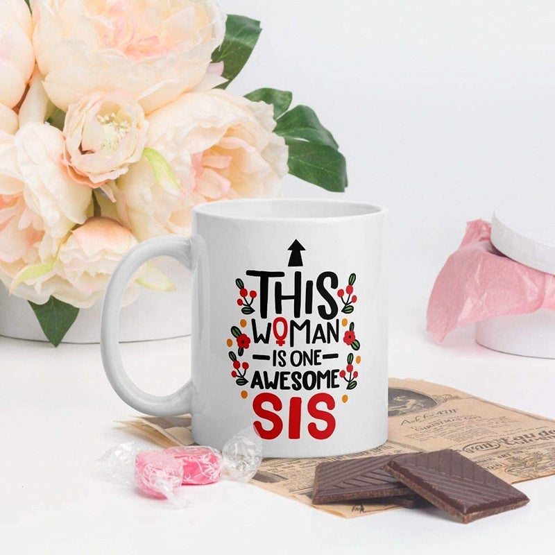 Oye Happy Awesome Sister Ceramic Coffee Mug- White, 330 ml - Image 2
