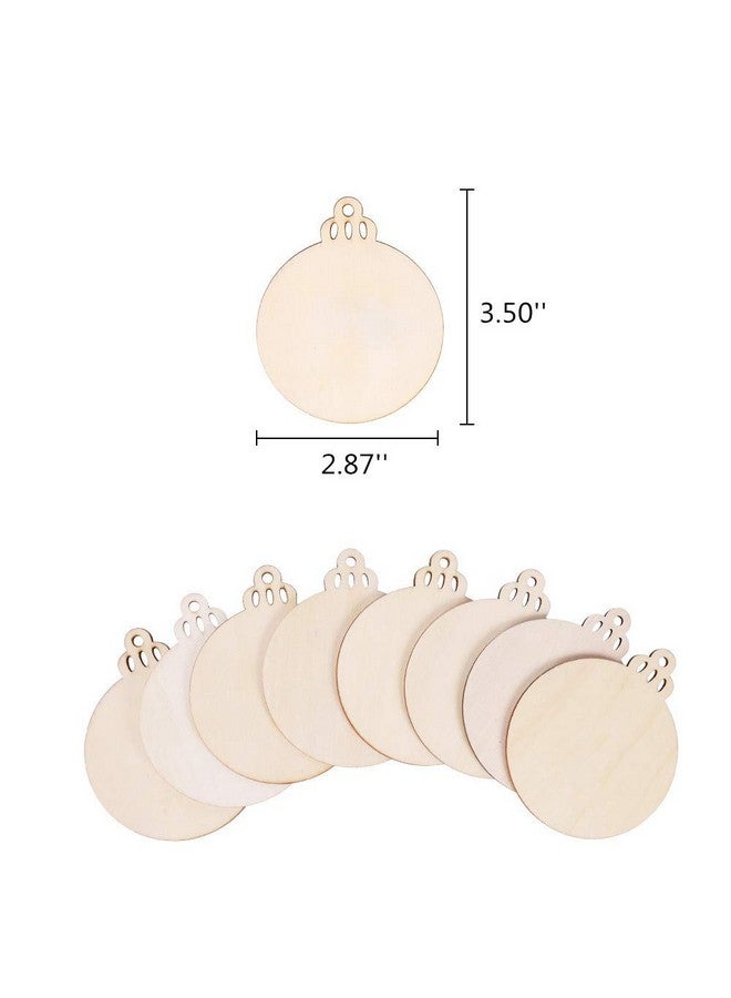 ماكس فن 120 قطعة شرائح خشبية 3.5 خشبية يمكنك صنعها بنفسك زينة عيد الميلاد دوائر خشبية مثقوبة غير مكتملة للحرف المركزية أقراص خشبية مستديرة زينة معلقة - Image 4